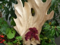 T-45 | StrahlenTanz | Pappel (auf Holz) mit Blüten und Mohnkapsel (leicht bronziert) | 36/26/12 cm