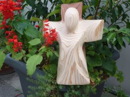 T-35V | Engel der Verkündigung unter dem Kreuz (Vorderseite) | Mammutbaum - Redwood | 25/21/10 cm